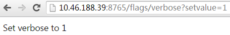 通过 /flags/verbose?setvalue=1 动态修改成功,页面显示 Set verbose to 1